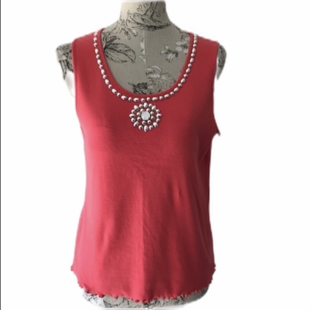 *nwt Ruby Rd Coral Embellished Tank Top LP